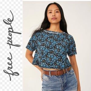NWT $58R Free People Sammie Tee. Size Large. Dark Combo